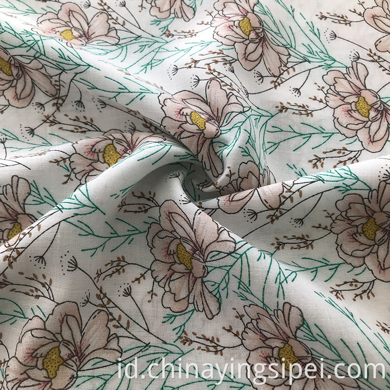 Desain Baru Floral Print Fabric Rayon Fabric Stock Lot in Shaoxing for Dress